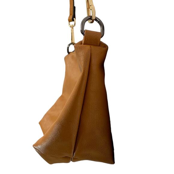 Inzi Faux Leather Adjustable Crossbody Bag Brown Medium Minimalist Timeless - Picture 4 of 9